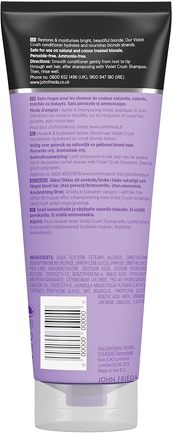 John Frieda Violet Crush for Blondes Toning Conditioner for Blonde Hair Purple Conditioner for Blondes 250 ml - Image 2