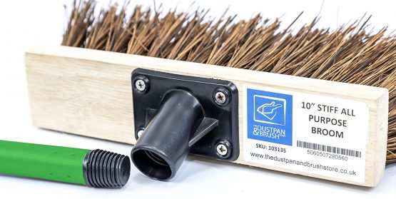 Stiff Garden Sweeping Brush Outdoor Broom 10 Inch Wide Natural Bassine Hard Bristle Sweeper with Wooden Head and Screw Fit Metal Handle Clean and Sweep Your Garden Path Yard Driveway & Outdoor Areas - Image 4