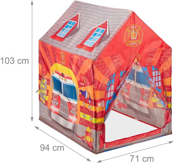 Relaxdays 10028886 Firehouse Tent, Large Playhouse for Boys & Girls, Indoor Use, 3 Years & Up, 103 x 71 x 94 cm, Red - Image 4