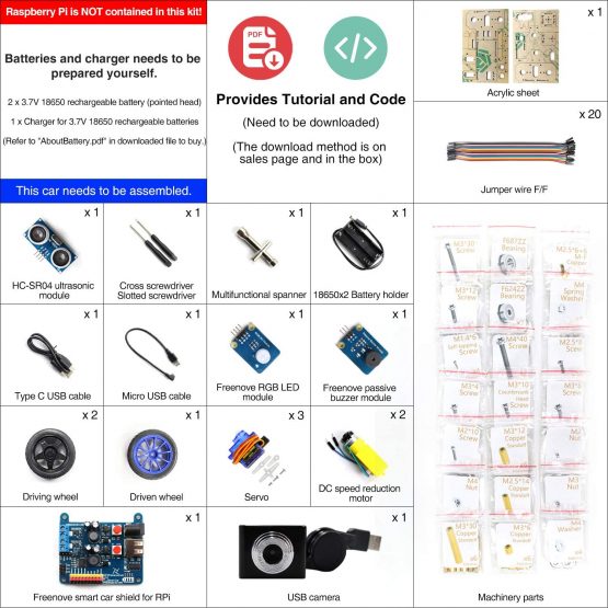 FREENOVE Three-Wheeled Smart Car Kit for Raspberry Pi 4 B 3 B+ B A+, Robot Project, Tutorial and Code, APP Control, Live Video, Ultrasonic Camera Servo Wireless RC - Image 2