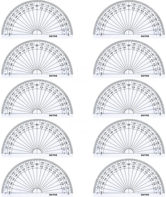 Plastic Protractor for Angle Measurement Student Math 180 Degrees, 4 Inches, Clear, 10 Pack