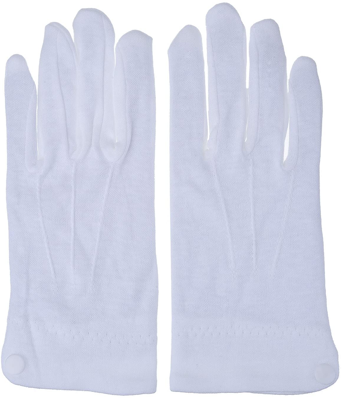 Blulu 2 works White Gloves Stitched Cotton Parade Gloves with Snap Closure for Catering Jewelry Inspections - Image 4