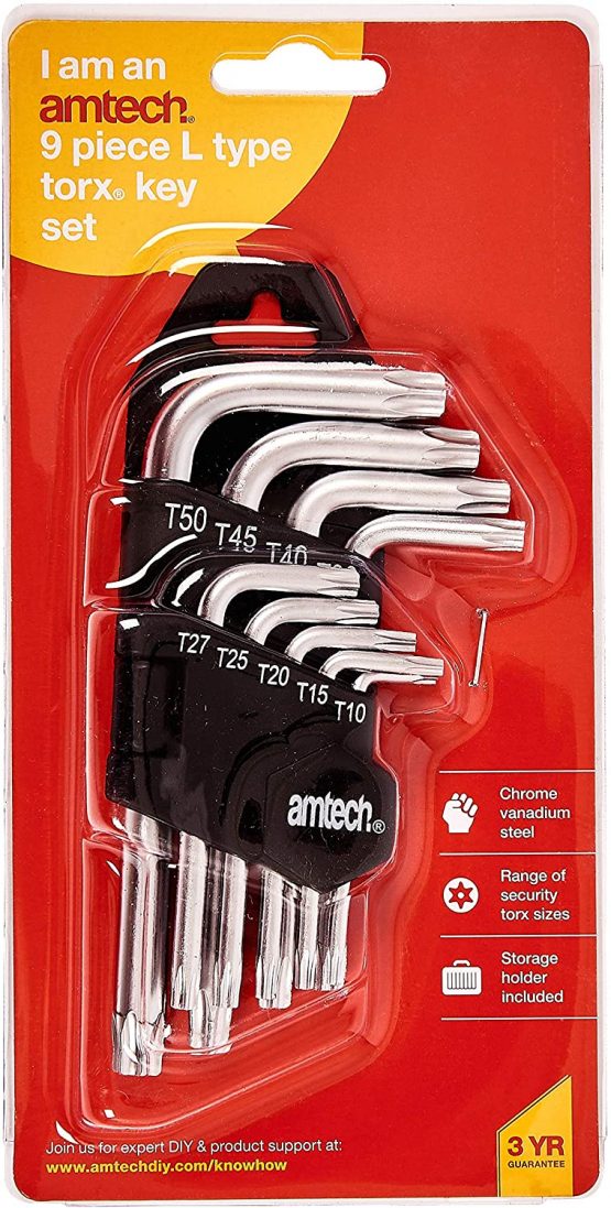 Amtech I9130 L-Key Satin Cv Torx Key, 9-Piece - Image 3