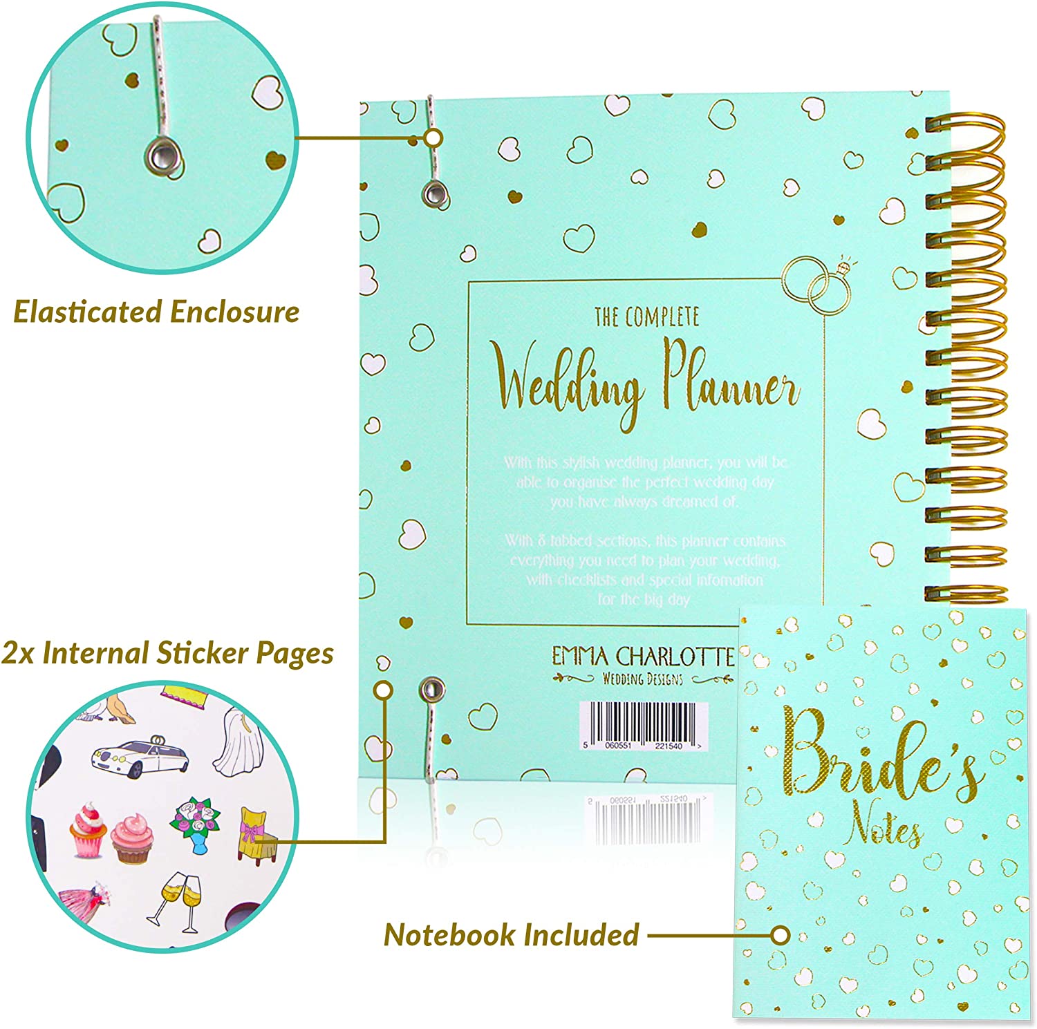 Wedding Planner Book and Notebook Set – UK Bride and Groom Planning Journal Organiser Bridal, Zip-Lock Pocket, Checklists, Engagement Gift, Countdown Calendar & Organising Diary - Image 4