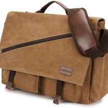 Messenger Bag for Men,Water Resistant Unisex Canvas Shoulder Bag Fits for 14 Inch Laptop Vintage Cross Body Satchel Bag for Work and School