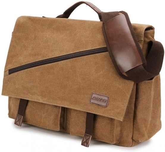 Messenger Bag for Men,Water Resistant Unisex Canvas Shoulder Bag Fits for 14 Inch Laptop Vintage Cross Body Satchel Bag for Work and School