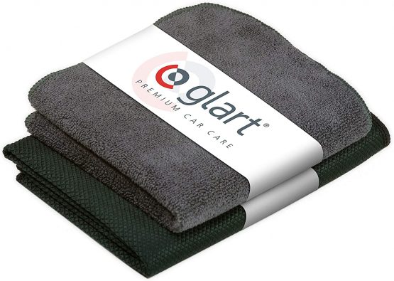Glart 4432K Set of 2 Microfibre Cloths for Glass Cleaning, Special Fishskin Cloth 60 x 40 cm and Drying Cloth 32 x 32 cm, Shiny Windows, Car Cleaning Equipment