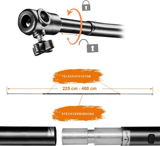Walimex TELESCOPIC Background Crossbar, 224-400cm - Image 2