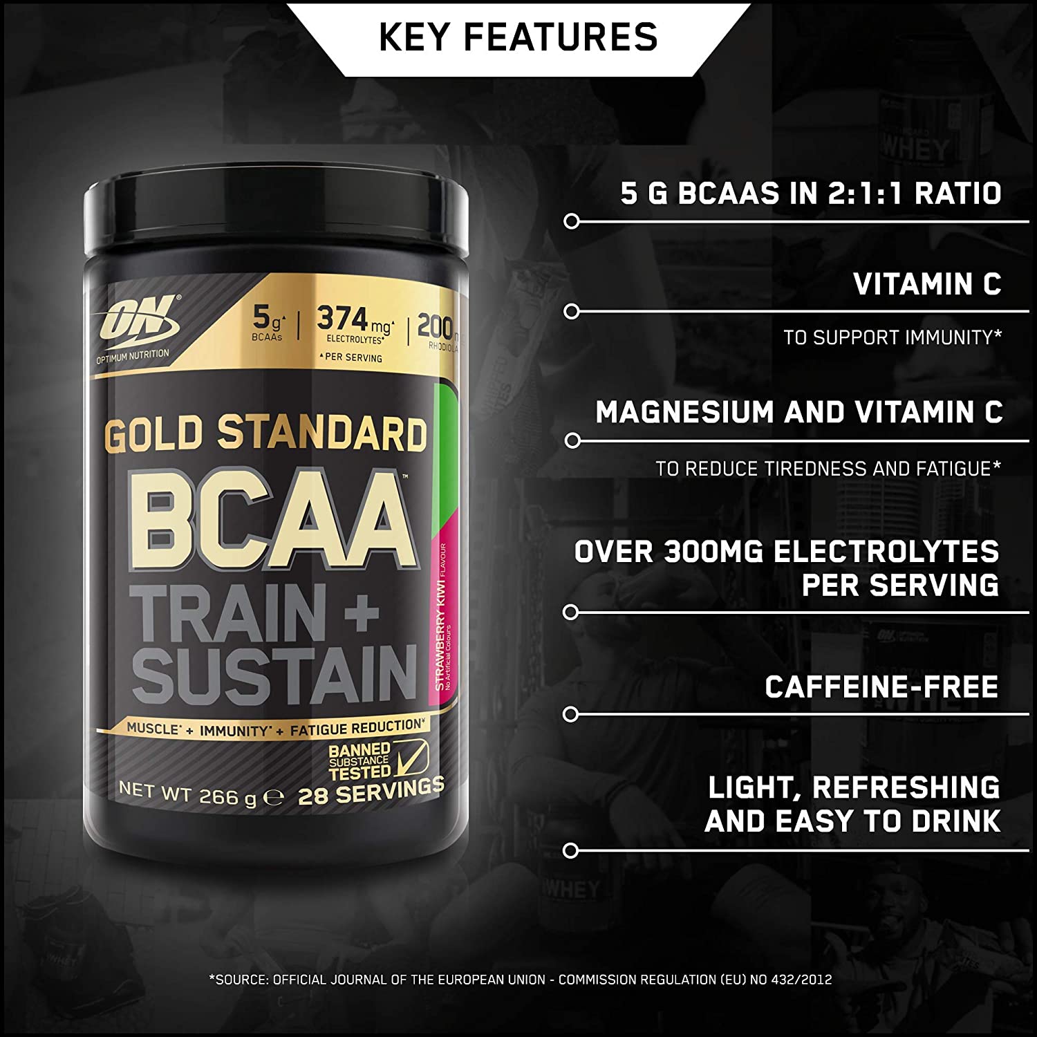 Optimum Nutrition Gold Standard BCAA Train + Sustain, Amino Acids Pre Workout Powder, Sports Drink with Vitamin C, Zinc - Image 2