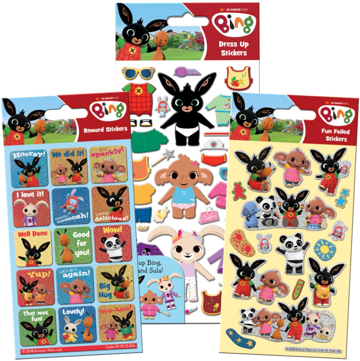 Paper Projects Bing Super Sticker Pack, Blue / White / Yellow, 24.5cm x 11cm
