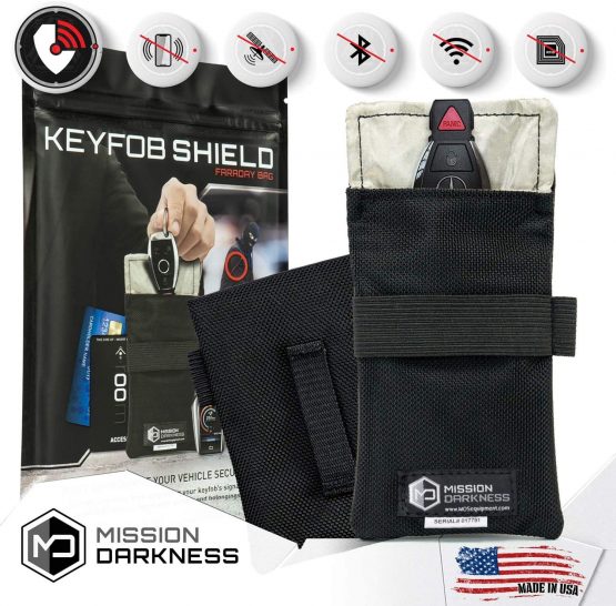 Mission Darkness Faraday Bag for Keyfobs (2 Pack) - RF Shielding Protective Case for Smart"Always On" Keys Fobs Transmitters Small Electronics Vehicle Security Anti-hacking Block Signal Relay
