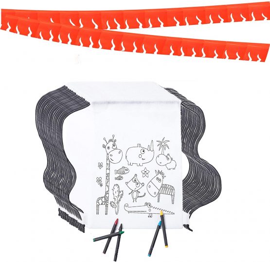 Partituki Party Bag Fillers for Kids. 10 Drawstring Bags to Colour in, 10 Sets of 5 Crayons Waxes and 1 Frisbee. Ideal Party Bags for Kids Party Pinata