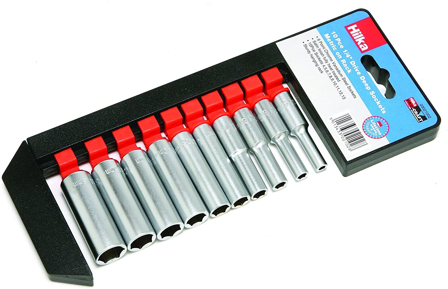 Hilka 03021002 10pce 1/4-inch Pro Craft Deep Metric Socket Set, Transparent, 1/4 inches