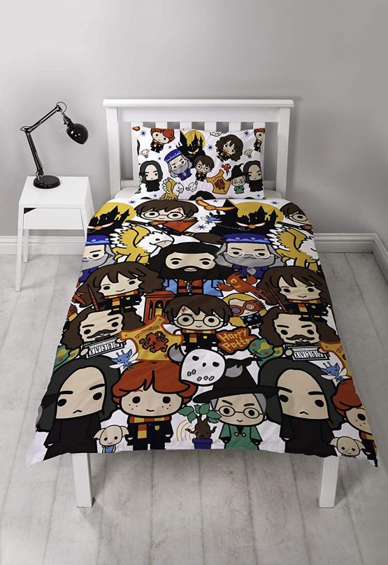 Harry Potter Charm Design Single Reversible Two Sided Official Bedding Duvet Cover with Matching Pillow Case, Multi - Image 4