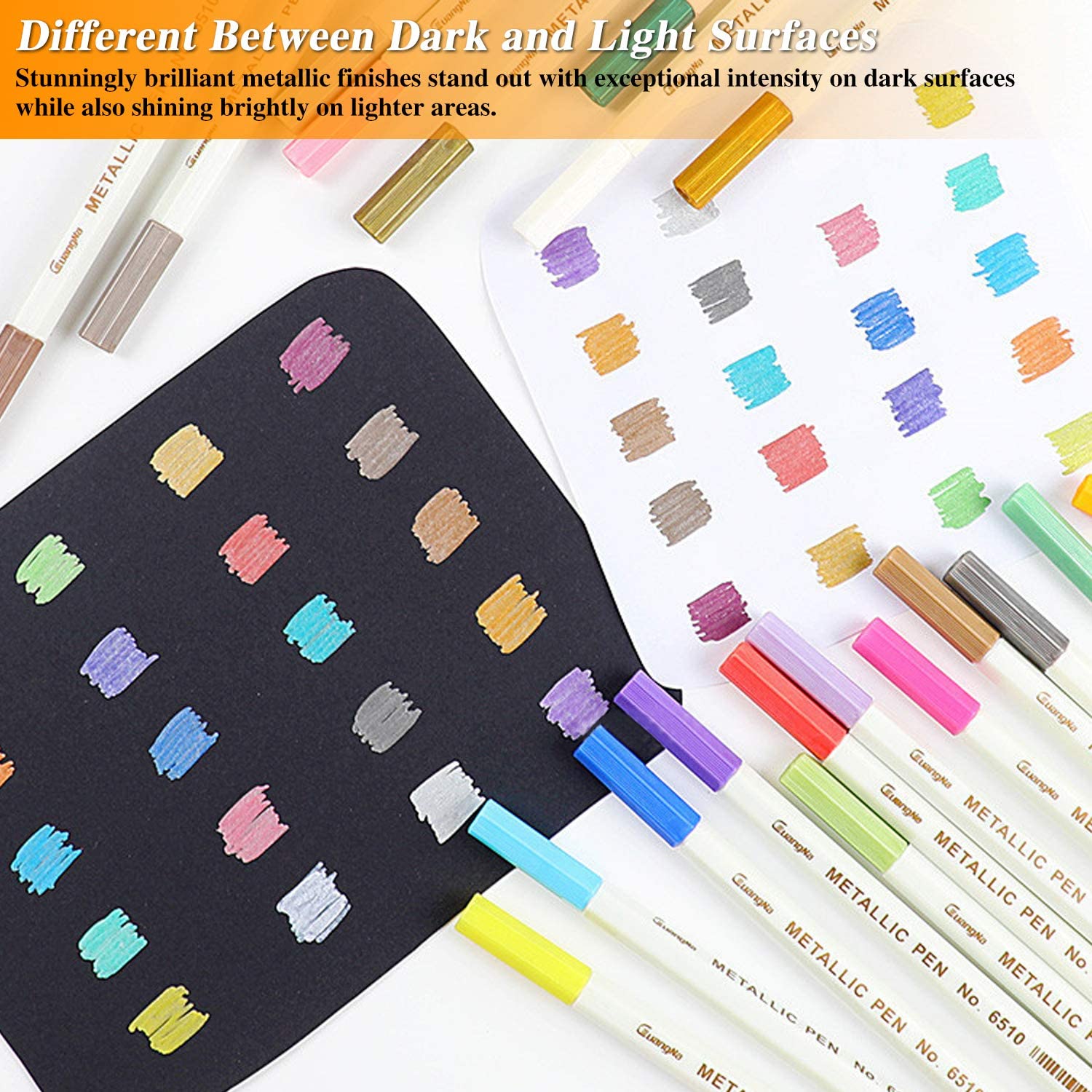 YITHINC Metallic Marker Pens, 30 Fine Tip Scrapbook Pens for Black Paper Scrapbooking, Art Card Making, DIY Photo Album - Image 2