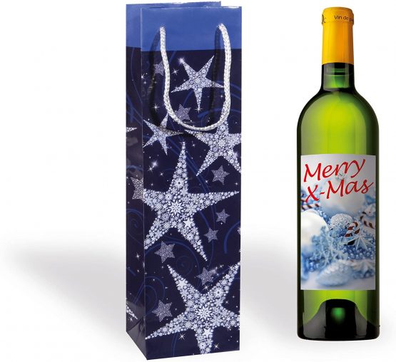 SIGEL GT027 Christmas Bottle Gift Bag "Shining Stars", 10 x 35 x 8 cm, 5 pcs. - Image 4