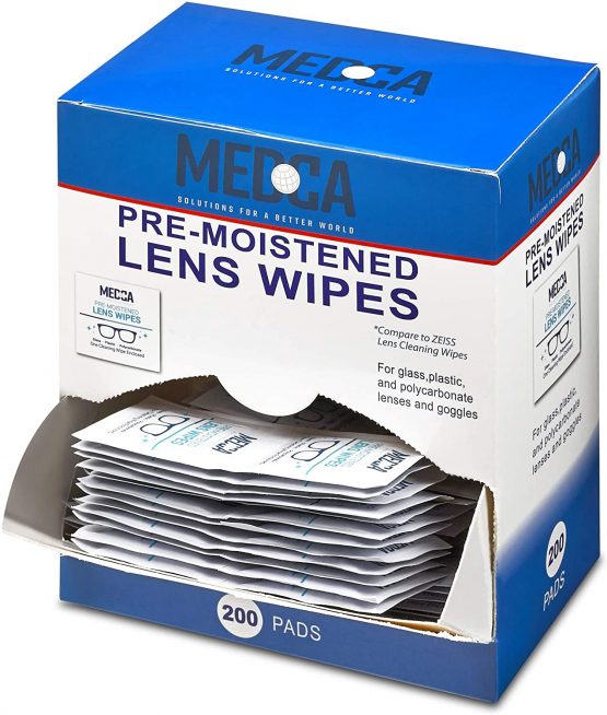 Premoistened Lens and Glass Cleaning Wipes - Portable Travel Cleaner for Glasses, Camera, Cell Phone, Smartphone, and Tablet - Disposable, Quick Drying, Streak Free - Individually Wrapped, Pack of 200