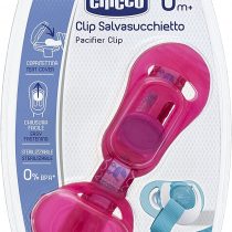 Chicco Dummy Chain with Dummy Protection, Clip, Velcro Band, Pink