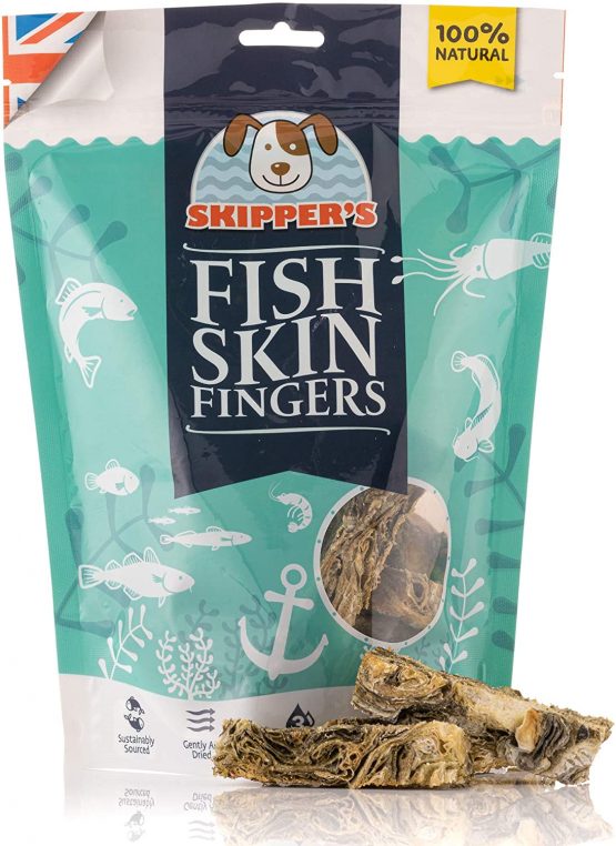 SKIPPER'S Fish Skin Jerky Fingers 250gm - Busting Plaque & Tartar - 100% Natural, Healthy, Low Fat & Grain Free Dog Treats and Chews