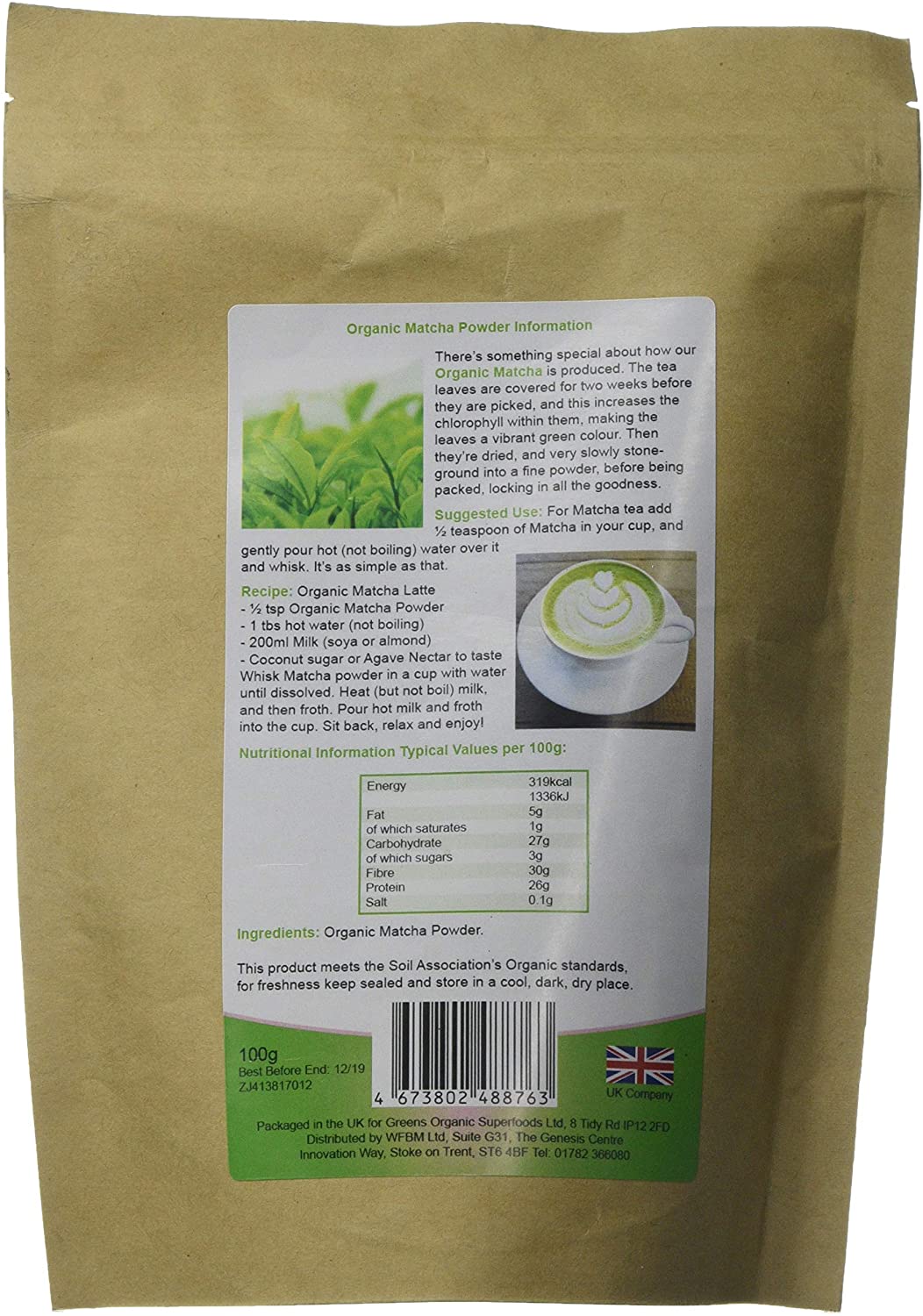 Greens Organic 100 g Large Matcha Tea, White, 50gm - Image 2