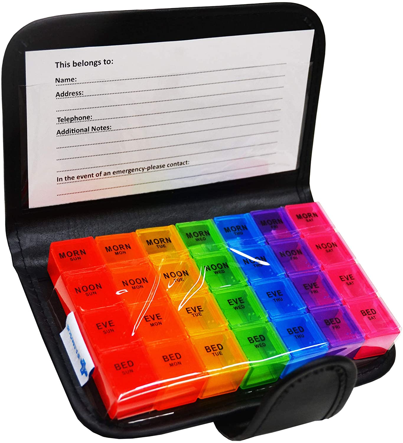 JFA Medical Weekly Small Travel Pill Box Organiser/Reminder for Medicines Supplements Vitamins, 7days, 4 compartments per Day