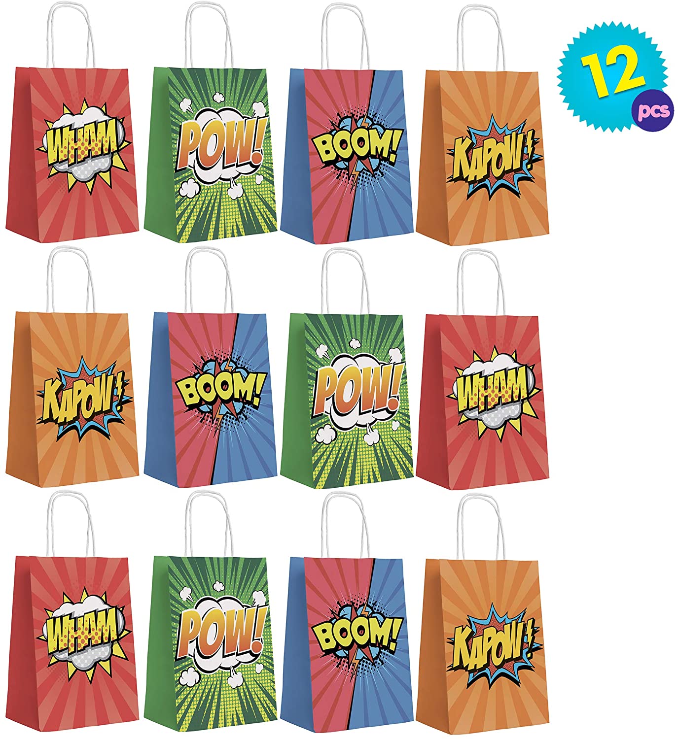 THE TWIDDLERS 16 Pack Superhero Themed Party Bags (21x15x8 cm)