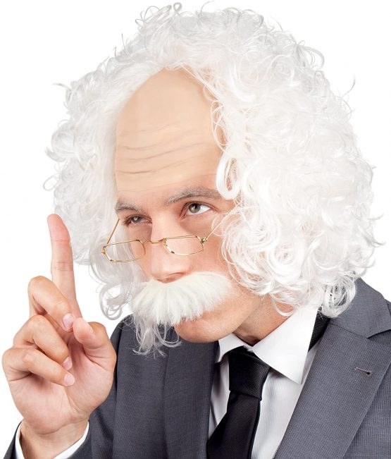 Albert Einstein Wig Set Mens Fancy Dress Scientist Professor Adults Accessories