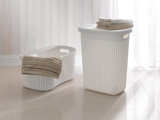 Addis 515625 Faux Rattan Hipster Laundry Basket 40 Litre, Calico/Cream - Image 2