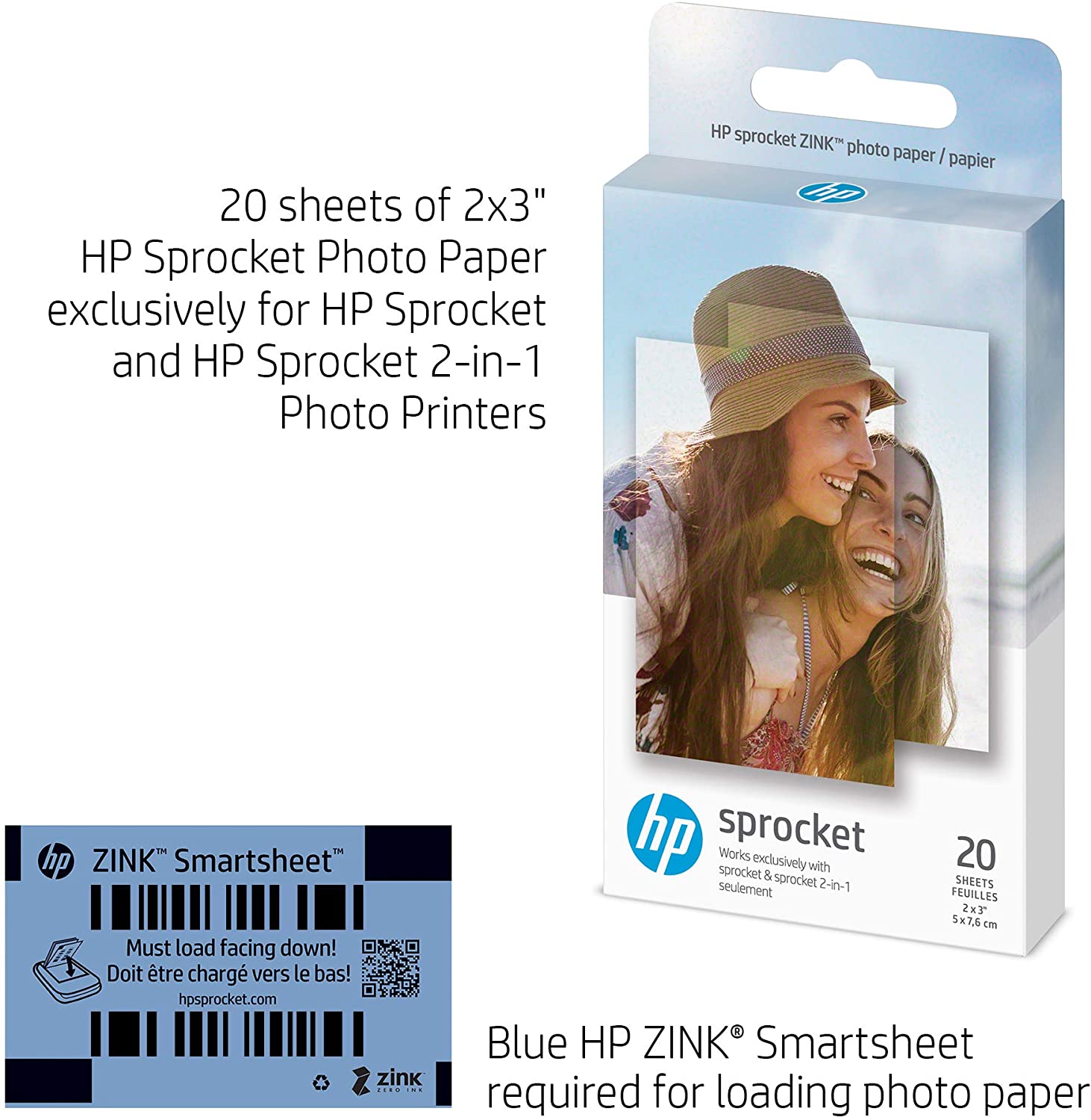 AM HP Sprocket 2x3 (5.1x7.5 cm) Premium Zink Sticky Back Photo Paper, 20 Sheets, Compatible with HP Sprocket Photo Printers - Image 2