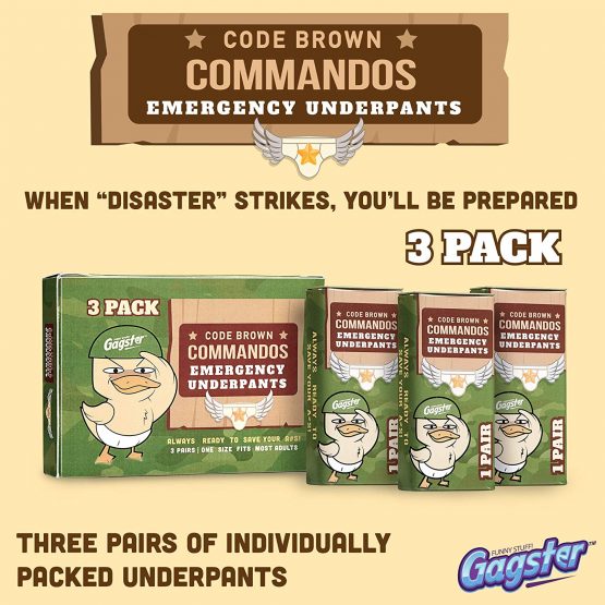 Gagster Code Brown Commandos Emergency Underpants in a Can (3 Pairs) | Instant Undies Make a Terrific White Elephant Gag Gift | Funny Party Goods | Great for First Aid Kit - Image 2