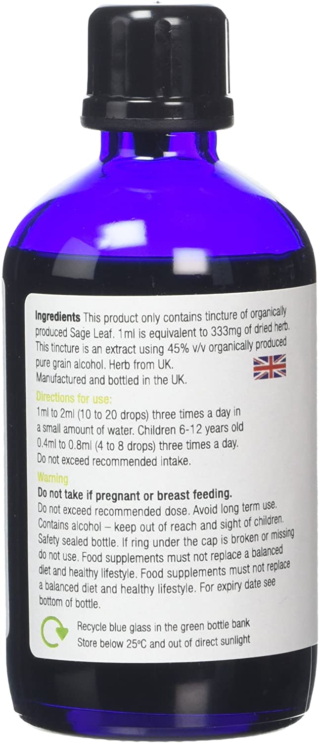 Organic Herbal Remedies 100 ml Sage Herbal Tincture, Brown Liquid, 100 ml (Pack of 1) - Image 3