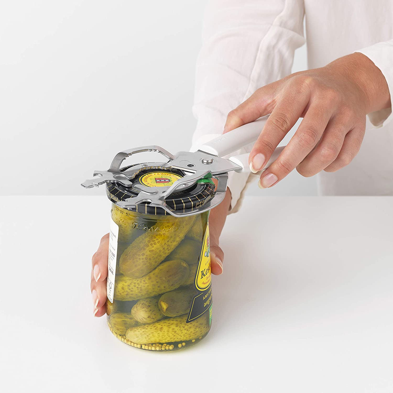 Brabantia Tasty+ Universal Can, Jar, Bottle Opener (Light Grey) Easy to use, Unscrews Small or Large Caps, Tops Lids - Image 4