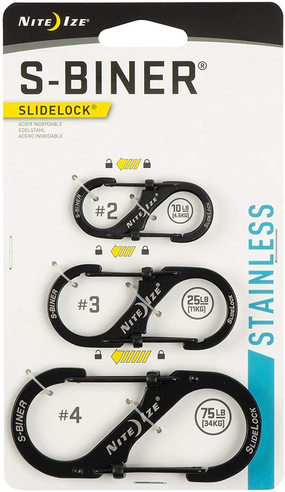 Nite Ize LSBC-01-R6 S-Biner Stainless Steel Slide Lock (Pack of 3), Black