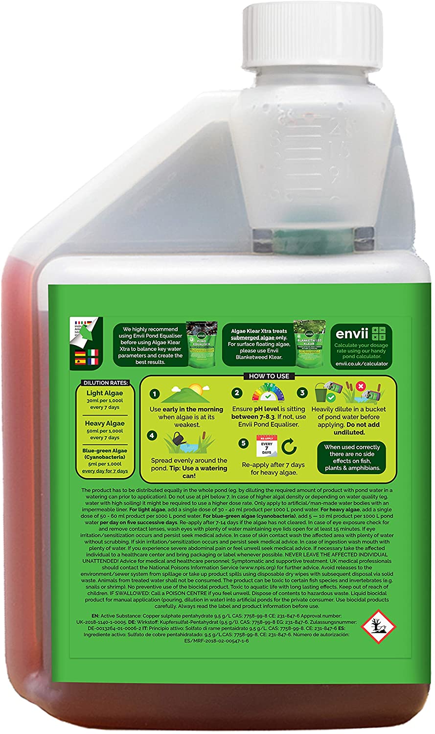 envii Algae Klear Xtra Blanket Weed Treatment for Ponds, Safe for All