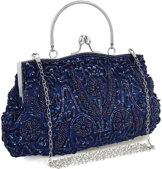 Women Vintage Clutch Bag Embroidery Floral Evening Bags Sequin Bead Pear Handbag Purse For Wedding Prom Bridal Party - Image 2