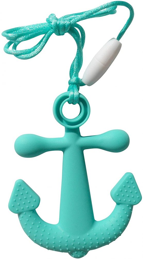 Sea Ship Anchor Silicone Teether Soother Teething Sensory Chewy Chewelry BPA Free with Chord and Breakaway Clasp, 5 Colours (Turquoise)