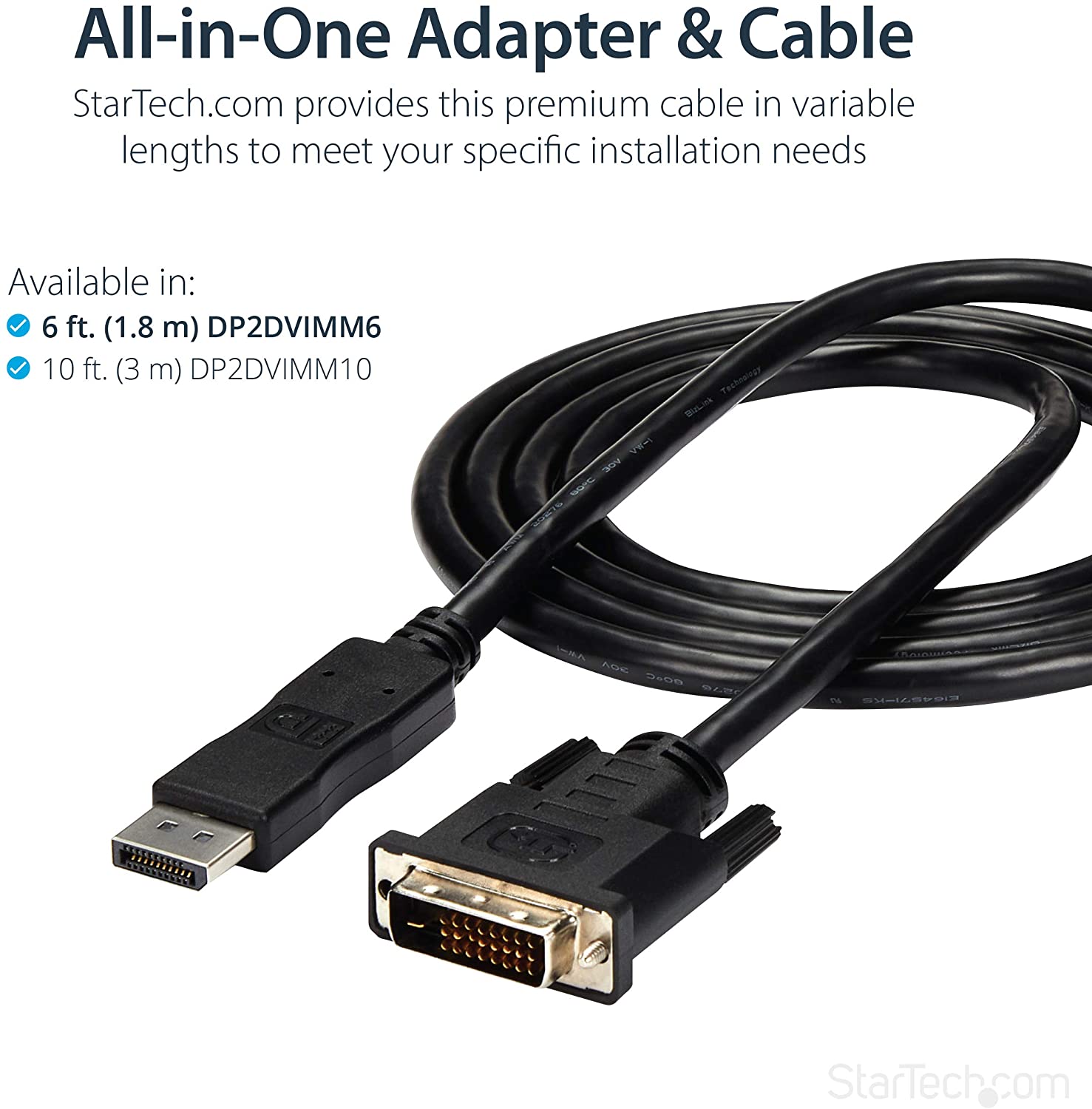 StarTech.com 6ft (1.8m) DisplayPort to DVI Cable, DP to DVI-D Video Adapter Converter Cable, Replaced by DP2DVI2MM6 - Image 3