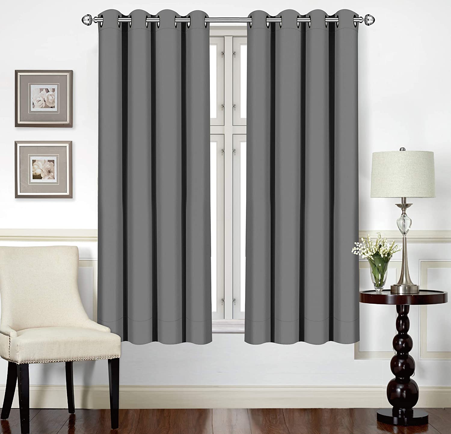Utopia Bedding Blackout Curtains Grommet Thermal 2 Panels Drapes [Grey - Image 2