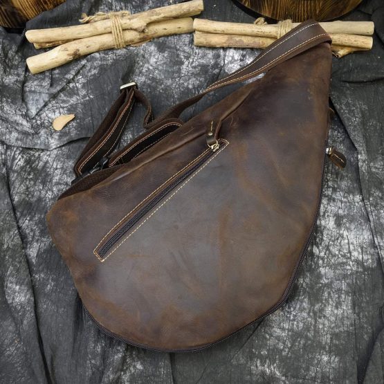 LUUFAN Men's Genuine Leather Sling Bag Chest Bag Cross Body Bag Cross Durable Shoulder Backpack - Image 4