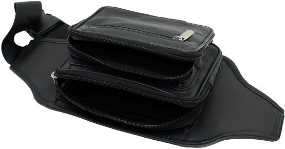 STARHIDE Large Genuine Leather Travel Money Belt Bum Bag Adjustable Waist Strap 510 Black - Image 4