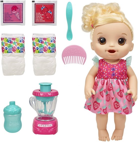 Baby Alive Magical Mixer Baby Doll Strawberry Shake with Blender Accessories, Drinks, Wets, Eats, Blonde Hair Toy for Children Aged 3 and Up - Image 2