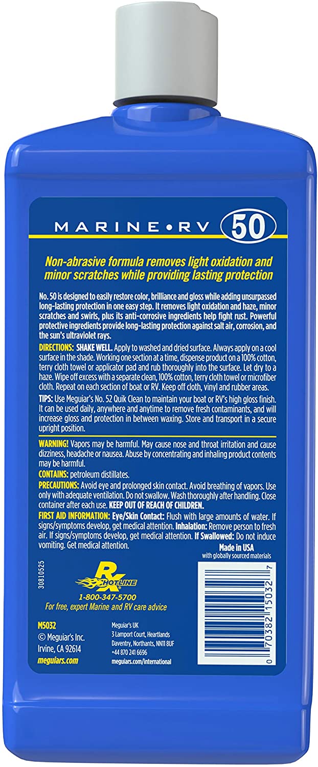 Meguiar's Marine RV 50 Boat Cleaner Wax M5032 946ml One Step, Beige, 945 ml (Pack of 1) - Image 3