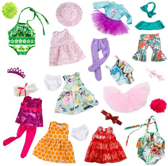 ZITA ELEMENT 24 PCS 18 Inch Doll Clothes and Accessories Casual Wear for American 18 Inch Girl Doll Outfits, Included 10 Complete Sets - Image 2