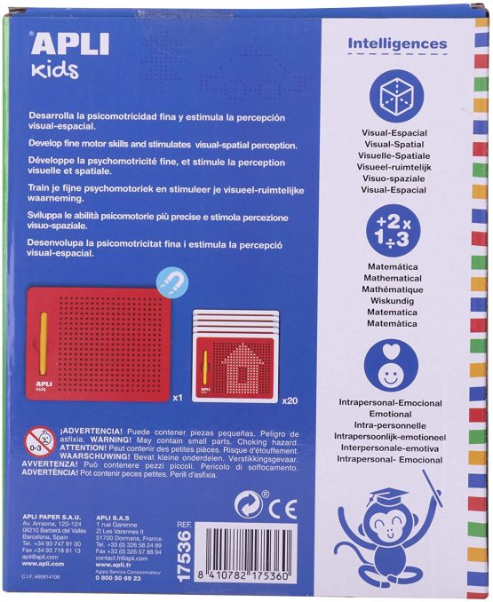 APLI Kids 17536 Magnetic Educational Board 15 x 12 x 170 mm with Magnetic Pencil and Example Tiles - Image 2