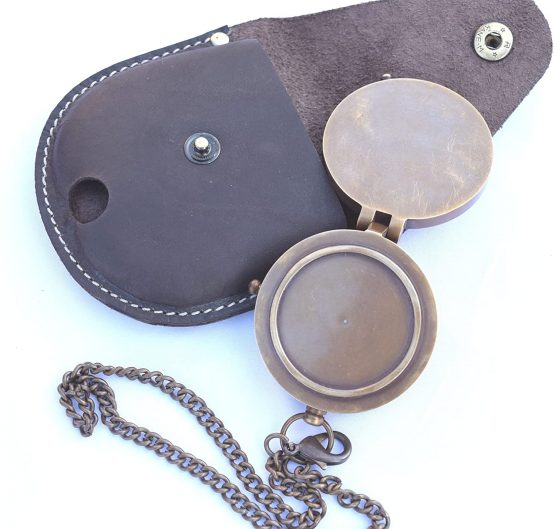 NEOVIVID Engravable Compass, Pocket Compass, Brass Compass with Leather Carry Case, Boy Scouts Compass, Eagle Scout Compass, Pirates Compass, Camping Compass, Gift Compass - Image 2