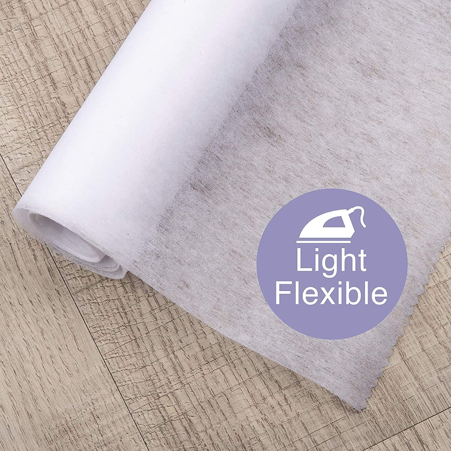 Iron On/Fusible Interfacing Fabric - Light Weight 75cm Wide - 2 Metres - White (Non-Woven), Light 75cm Wide x 2 metres - Image 2