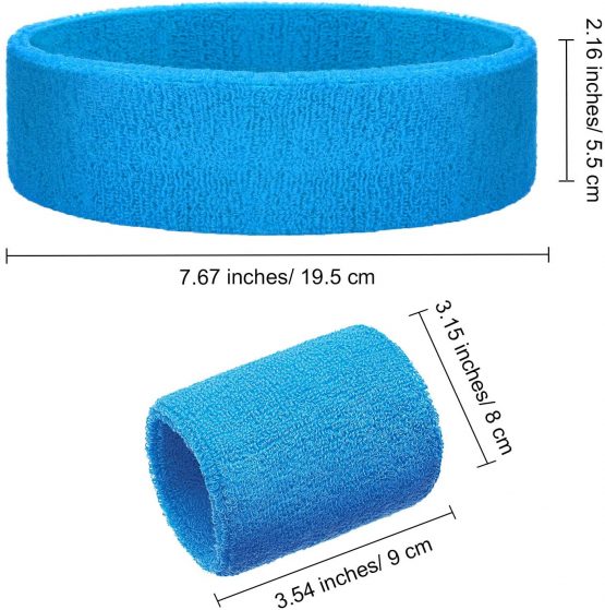 Bememo Sweatbands Set, Includes Sports Headband and Wristbands Sweatbands Colorful Sweatband Set for Men and Women - Image 3