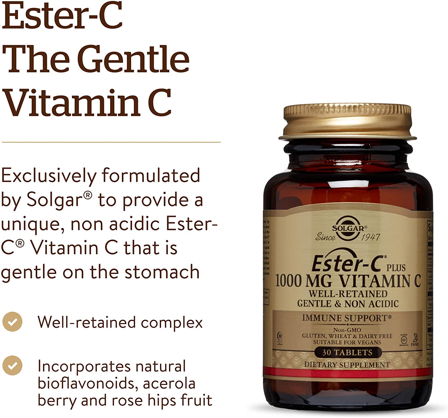 Solgar Ester-C Plus 1000 Mg Vitamin C Tablets, Pack of 30, Supports Healthy Immune System, Highly Absorbable Vitamin C - Image 3