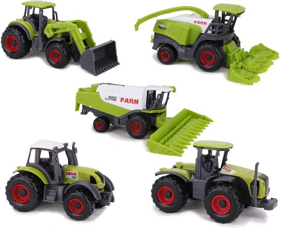 Toyland® Set of 5 Green Die Cast Metal Farm Machinery Toys - Approx 4.5cm Each - Includes Tractors,Combine Harvesters & More!