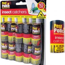 PEST POLICE 1 X 10 Sticky Paper Fly Catchers NO Fumes NO Mess Sticky Tape for CATCHING Them UNWANTED Insects.